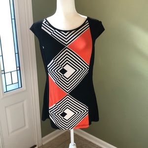 Frank Lyman Design Black white and orange top